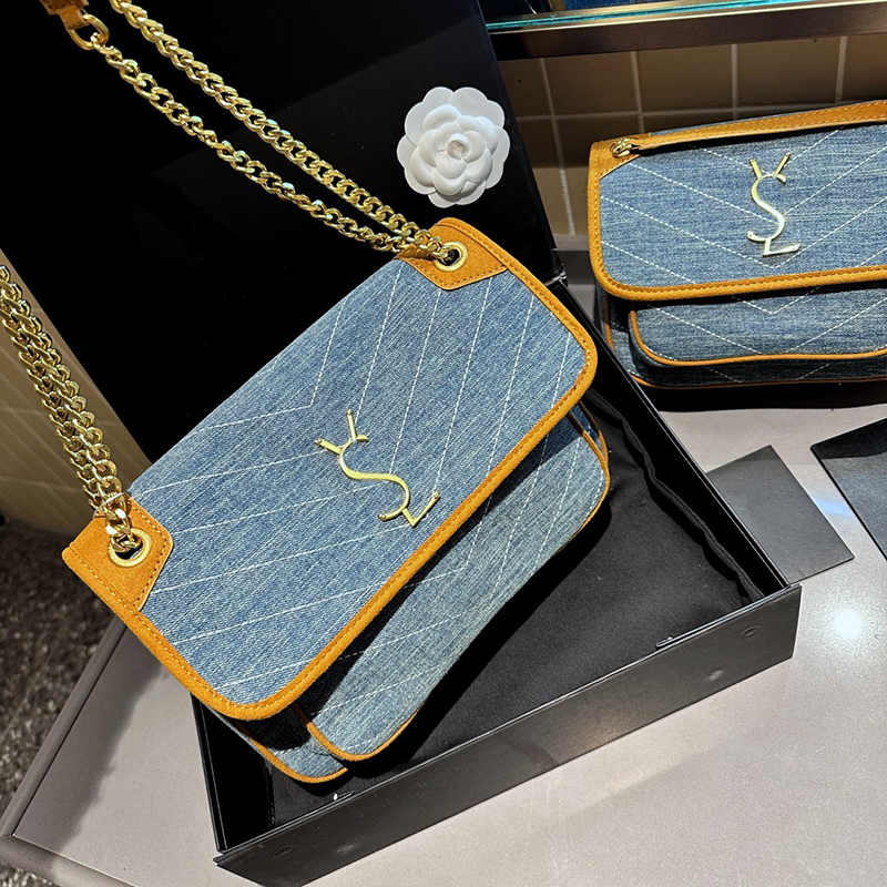 Denim Cowboy Messenger Bag Womens Crossbody Fashion Totes Shoulder Bags Retro Vintage Purses Chain Purses