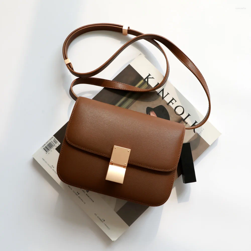 Evening Bags Genuine Leather Tofu Designer Women Crossbody Purse Quality Brand Bag Ladies Small Shoulder Messenger