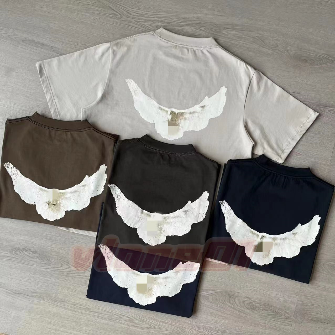 Designer Men Womens T Shirt Mens Streetwear Hip Hop T Shirts Summer White Dove Pattern Printing Tees Size S-XL