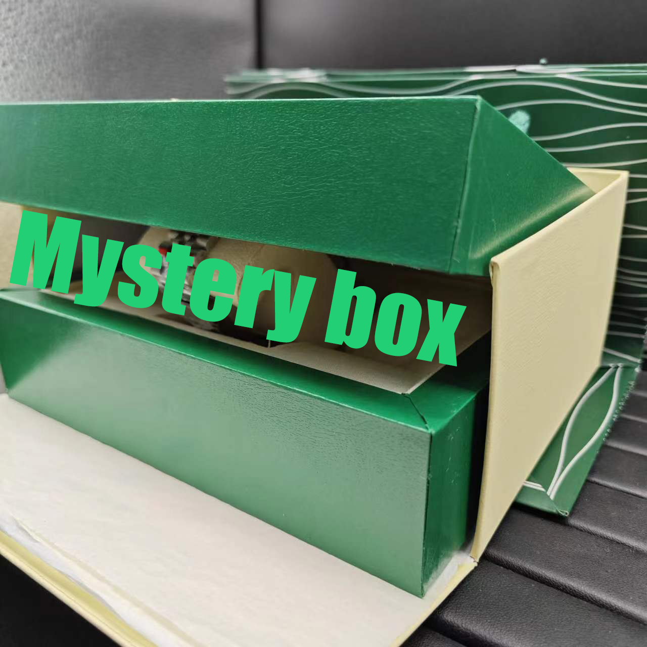 Luxury Designer mens watches boxes Black Dark Green women Watch Box Mystery box Gift Woody Case For Watches Yacht watch Booklet Card Tags and Swiss boxes