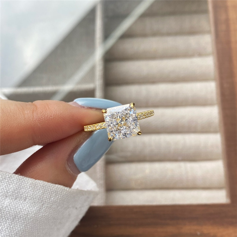 gold designer ring for woman wed dia sterling sier zirconia oval square heart love wedding promise womens engagement rings jewelry size 59 gift box