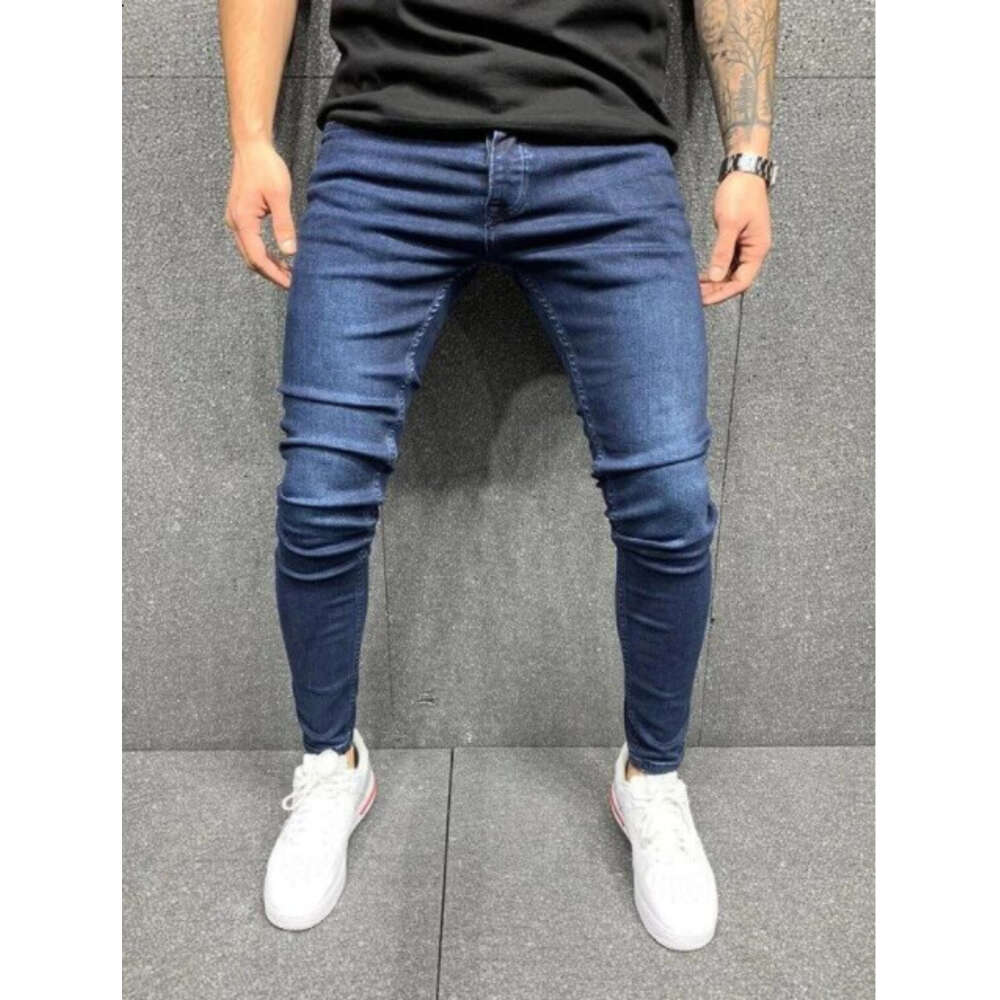 2024 High Quality Men's Elastic Tight Fitting Small Leg Jeans in Four Colors