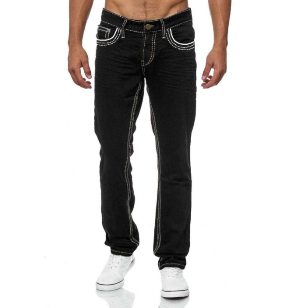 High Quality Men's Slim Fitting Double Line Golden Classic Three Color Jeans New Style