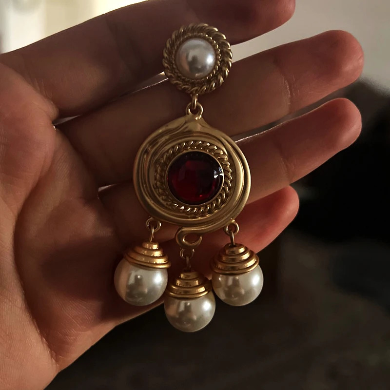 Big Baroque Pearl Earrings For Women Dangle Handmade Trendy Wedding White Real Freshwater Hanging For Girl Bride Gift 240220CJ