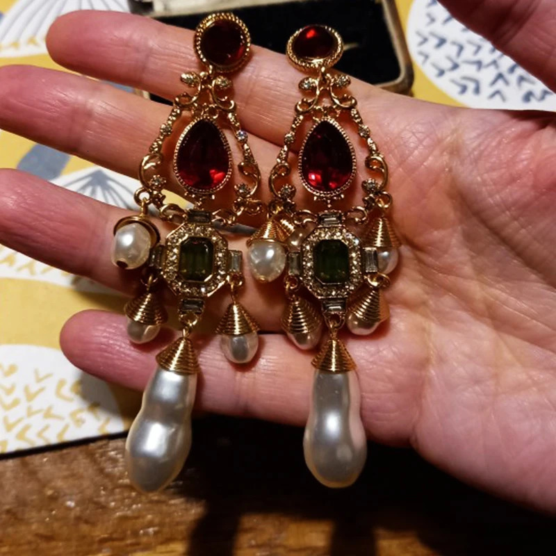 Big Baroque Pearl Earrings For Women Dangle Handmade Trendy Wedding White Real Freshwater Hanging For Girl Bride Gift 240220CJ