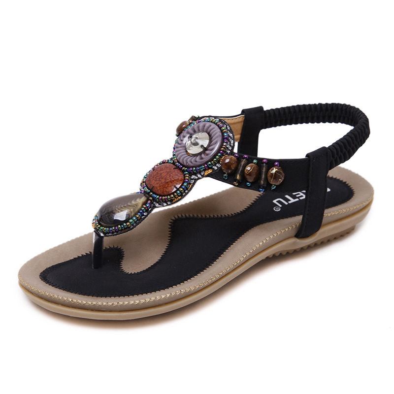 Women Sandals Classic Sliders floral Summer Comfortable Bohemia style Outdoor elastic flat Beach Girl Sandal Thailand trip Casual slippers 36-41