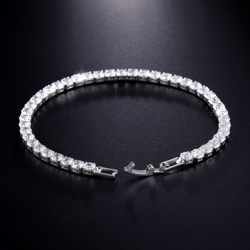 Iced Out Chain Tennis Bracelets For Women Men 4Mm Round CZ Cubic Zirconia Hip Hop Jewelry Full Diamond Female Bangle Bracelet 17/