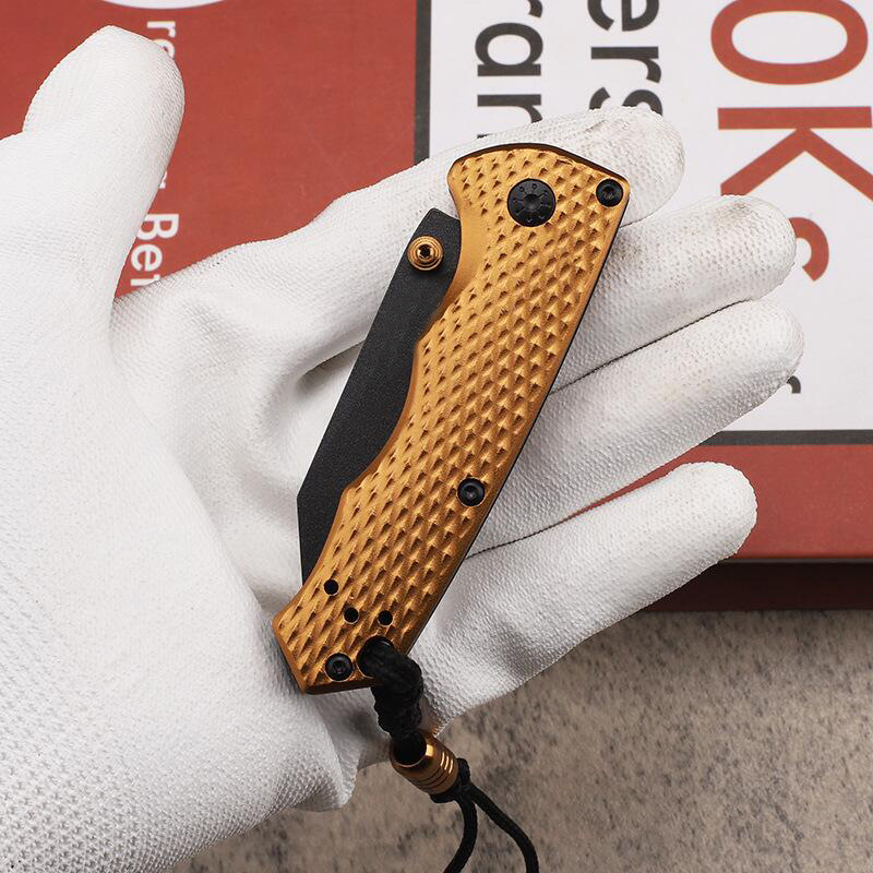 New Arrival BM 290 Folding Knife M4 Titanium Coating Tanto Blade CNC Aviation Aluminum Handle Outdoor Camping Fishing EDC Pocket Knives with Retail Box