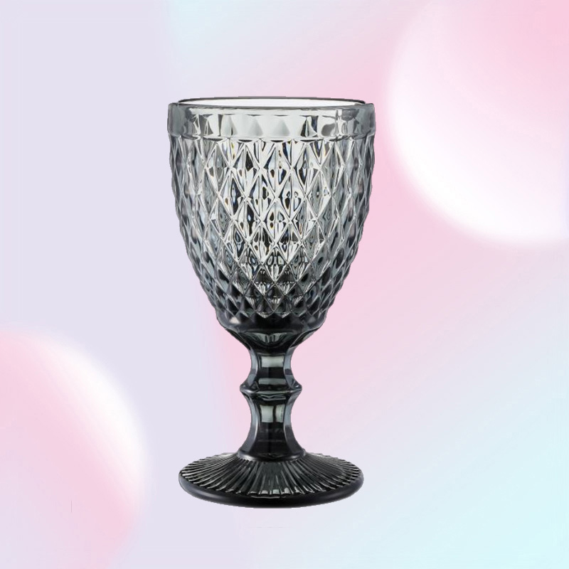 240ml 300ml 4colors European style embossed stained glass wine lamp thick goblets