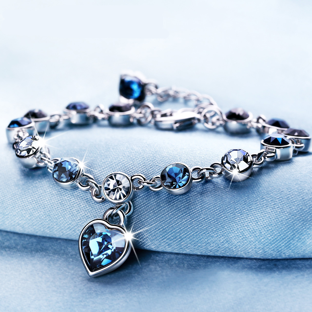 Crystal Heart Blue Bracelet | Fashion Charm Jewelry Gift for Women and Girls 4