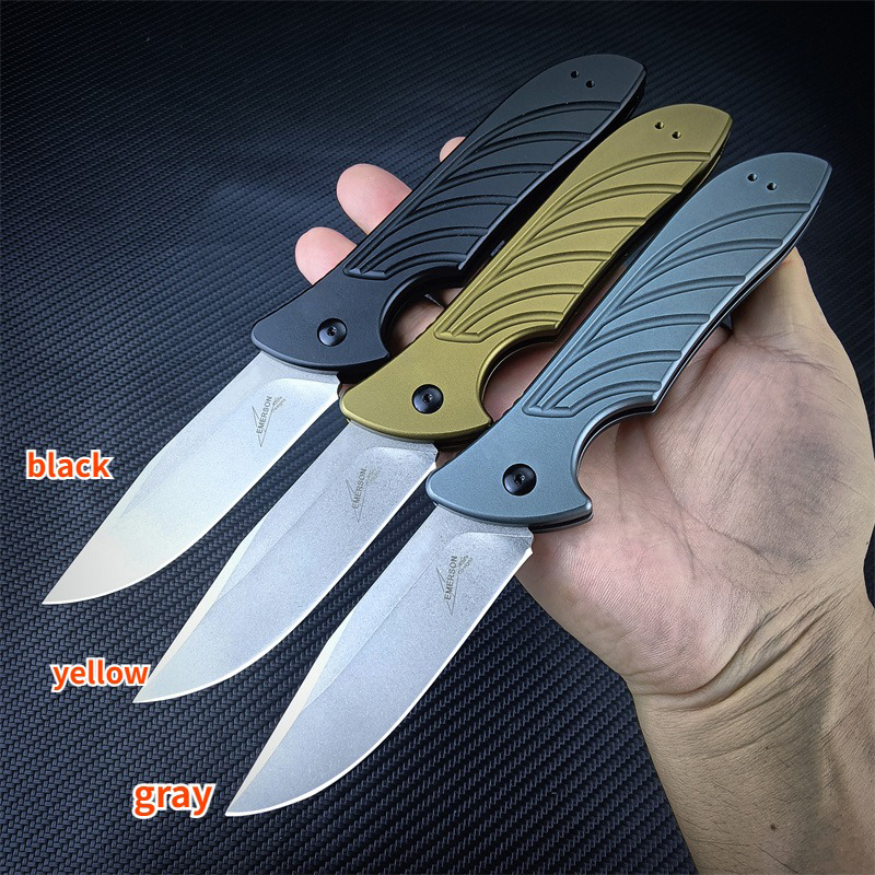 Newest KS 7600 Launch 5 Outdoor Folding Pocket Knife CPM-154 Stonewashed Blade Aluminum Handles Easy To Carry Camping Hunting Hiking Tools 9000 7500 1