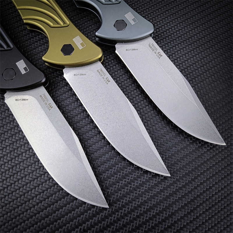 Newest KS 7600 Launch 5 Outdoor Folding Pocket Knife CPM-154 Stonewashed Blade Aluminum Handles Easy To Carry Camping Hunting Hiking Tools 9000 7500 1
