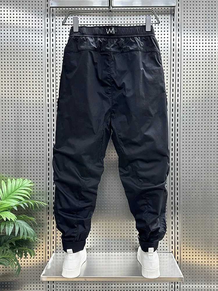 Men's Pants Men's Clothing Summer New Black Baggy Casual Pants Bunched Feet Overalls All-match Korean Nine Points Haren Pants Homme Trousers