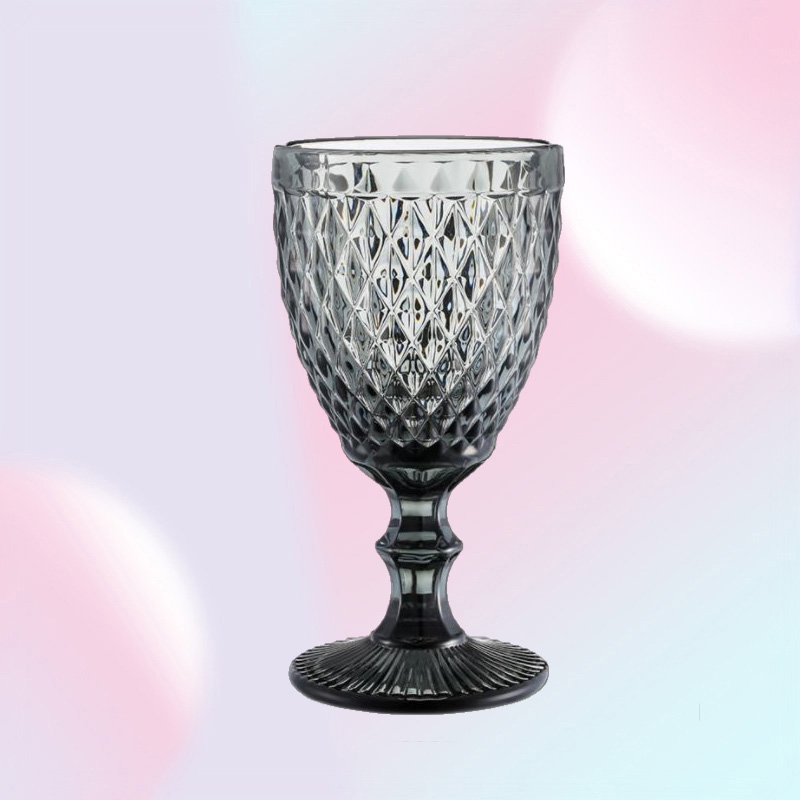 240ml 300ml 4colors European style embossed stained glass wine lamp thick goblets