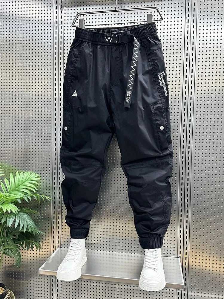 Men's Pants Men's Clothing Summer New Black Baggy Casual Pants Bunched Feet Overalls All-match Korean Nine Points Haren Pants Homme Trousers