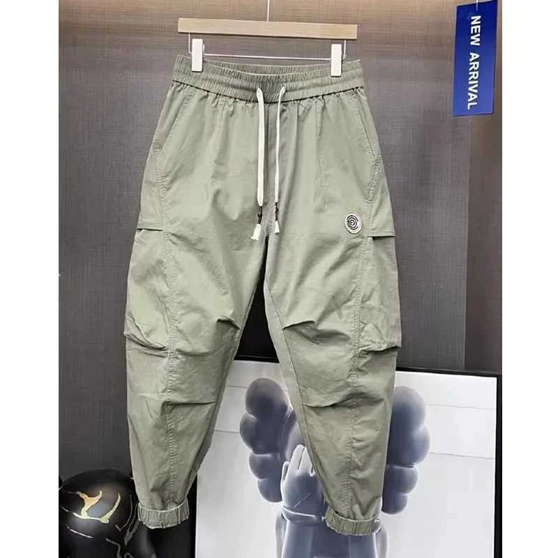 Men's Pants Men Clothing 2023 New Men's Pants Overalls Spring Summer Elastic Casual Pants Men Baggy All-match Nine Points Cargo Pants HommeL