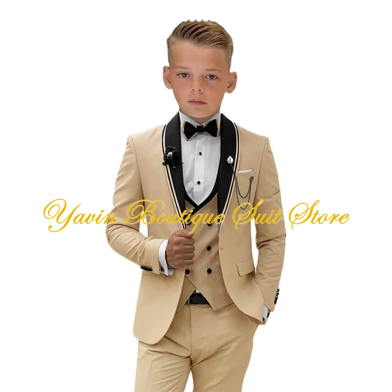 Formal Boy Tuxedo Suit Jacket Pants Vest 3 Piece Set Slim Fit Kids Dress Suit Wedding Children Outfit