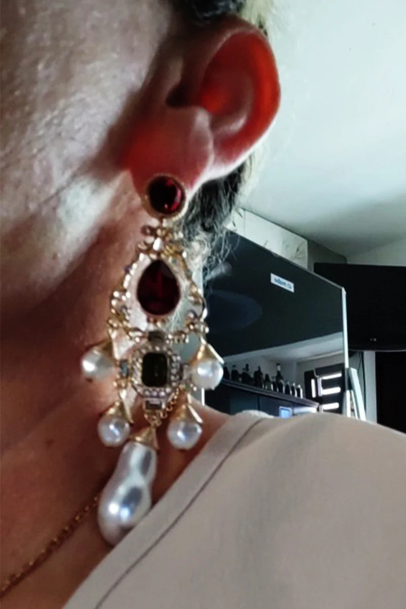 Big Baroque Pearl Earrings For Women Dangle Handmade Trendy Wedding White Real Freshwater Hanging For Girl Bride Gift 240220CJ