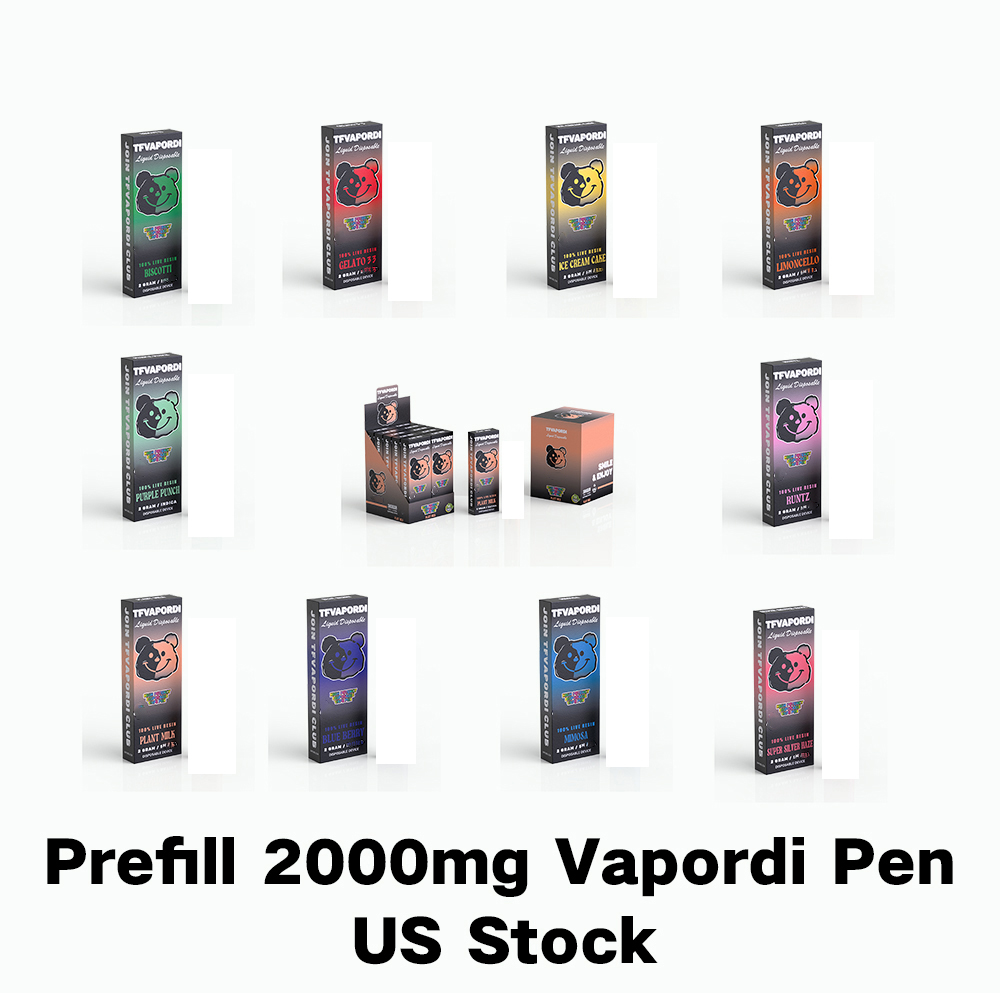 Prefill Disposable Led Pen TF-VAPORDI Ceramic oil Pen 280Mah Type C 2ml T9 oil 10 Flavors USA Stock 100pcs