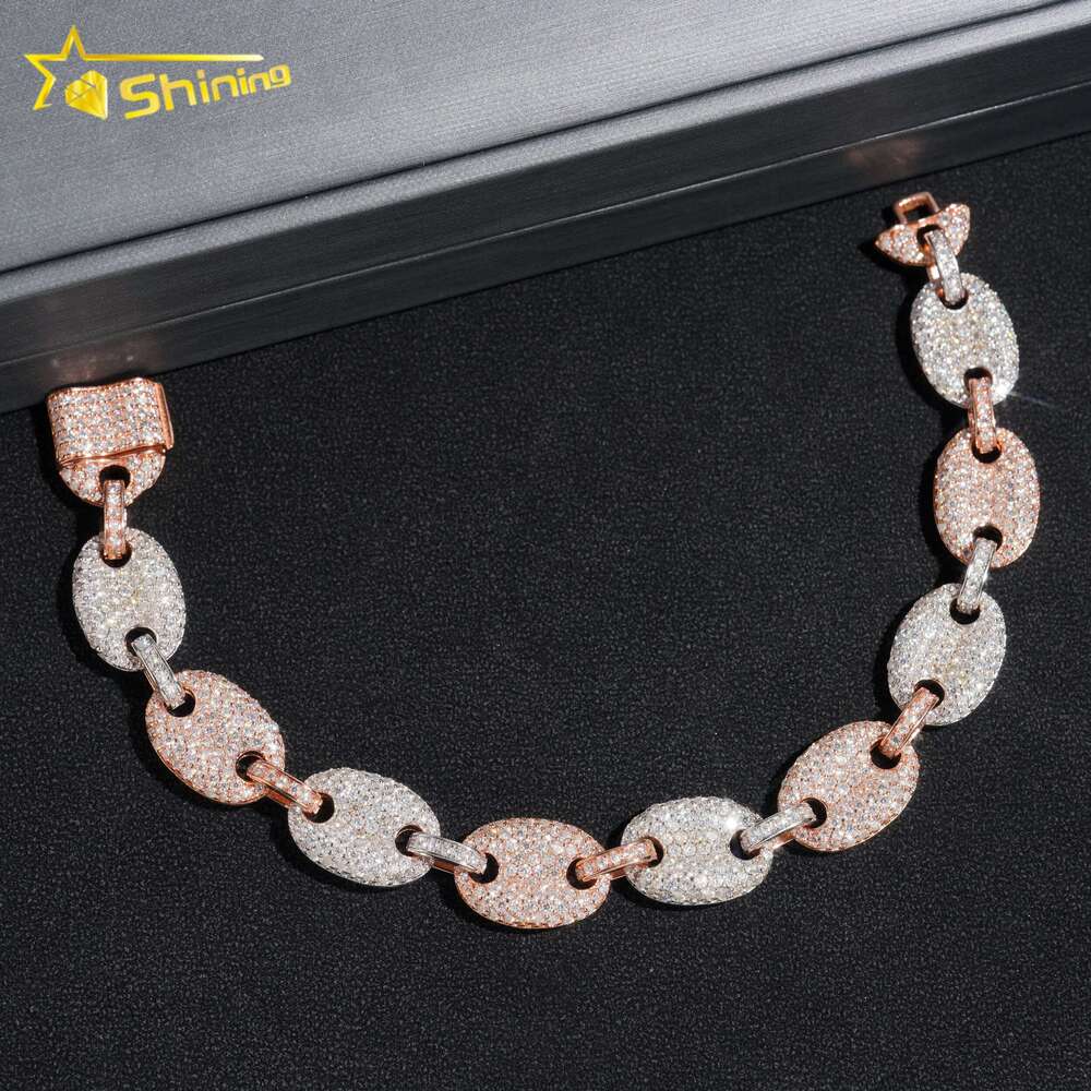 bracelet necklace mossanite New Arrival Silver 925 Gold Plated Hip Hop 13mm Cuban Link Chain Iced Out Moissanite Cuban Bracelet