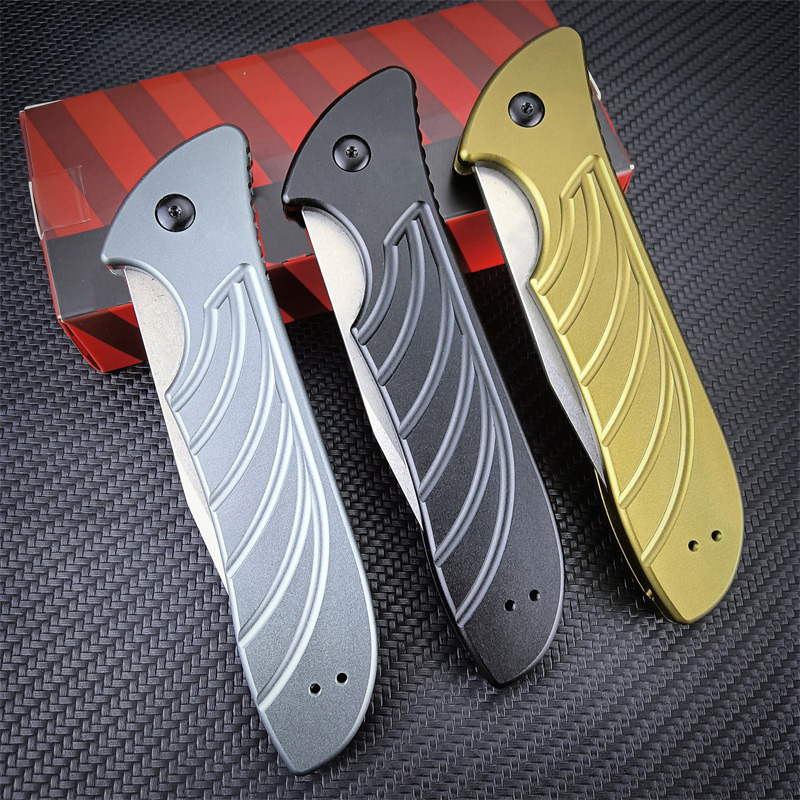Newest KS 7600 Launch 5 Outdoor Folding Pocket Knife CPM-154 Stonewashed Blade Aluminum Handles Easy To Carry Camping Hunting Hiking Tools 9000 7500 1