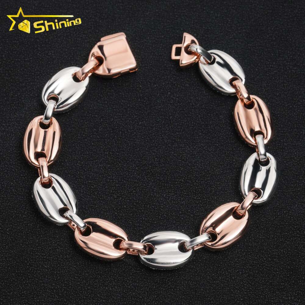 bracelet necklace mossanite New Arrival Silver 925 Gold Plated Hip Hop 13mm Cuban Link Chain Iced Out Moissanite Cuban Bracelet