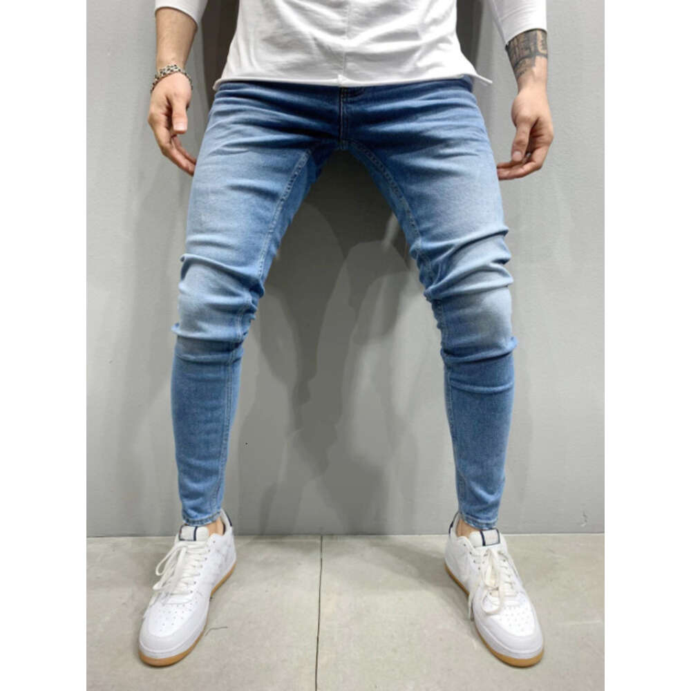 2024 High Quality Men's Elastic Tight Fitting Small Leg Jeans in Four Colors