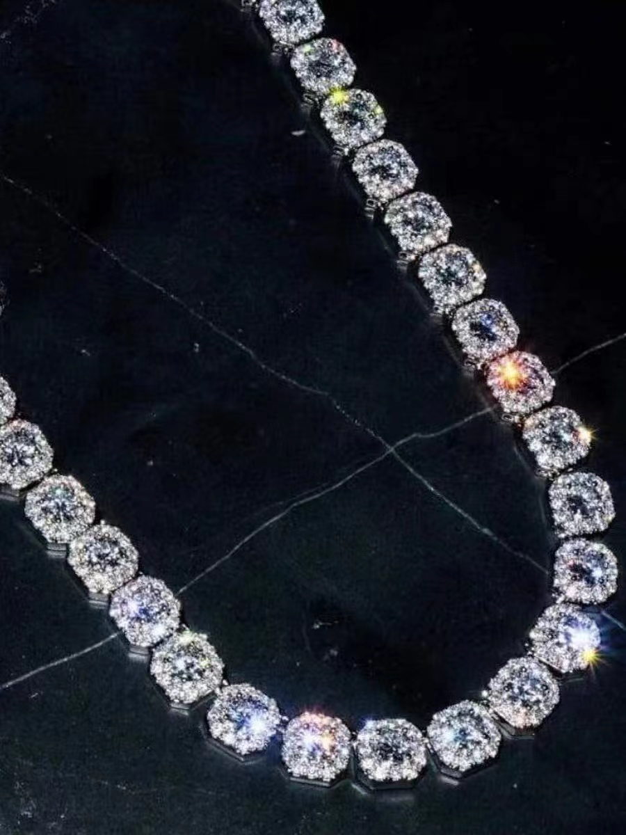 Necklace bracelet Moissanite Diamond Custom Vvs Cuban Link Chain S925 Silver 8mm 12mm Large Tennis Chain Solid Back Hiphop
