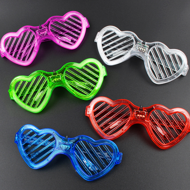 Heart Shape LED Light Glasses Light Up Kids Toys Christmas Party Supplies Decoration Glowing Sunglasses Glasses