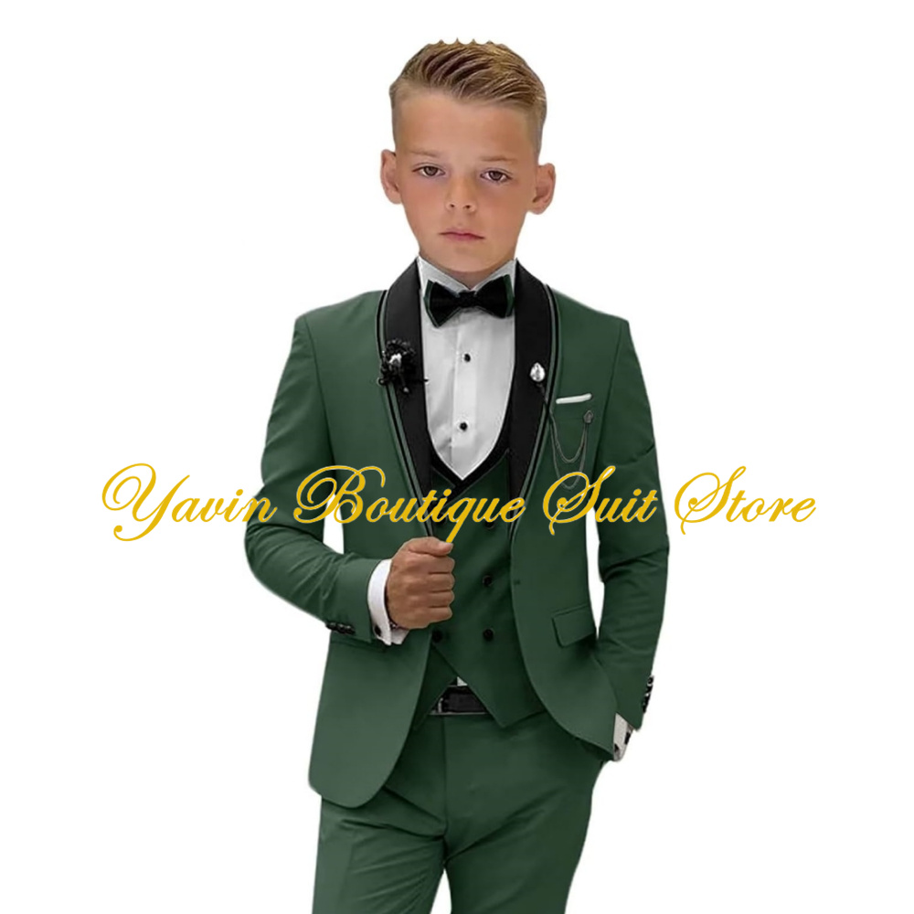 Formal Boy Tuxedo Suit Jacket Pants Vest 3 Piece Set Slim Fit Kids Dress Suit Wedding Children Outfit