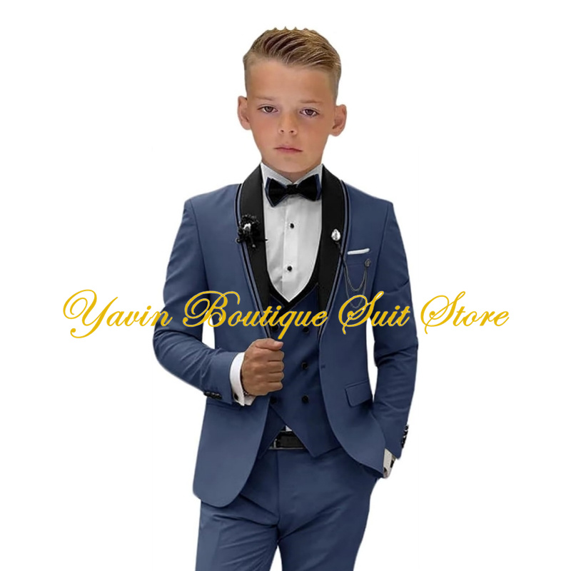Formal Boy Tuxedo Suit Jacket Pants Vest 3 Piece Set Slim Fit Kids Dress Suit Wedding Children Outfit