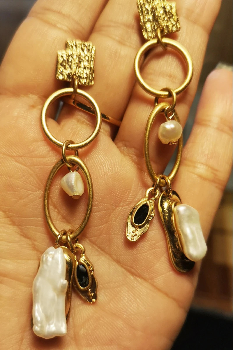 Big Baroque Pearl Earrings For Women Dangle Handmade Trendy Wedding White Real Freshwater Hanging For Girl Bride Gift 240220CJ