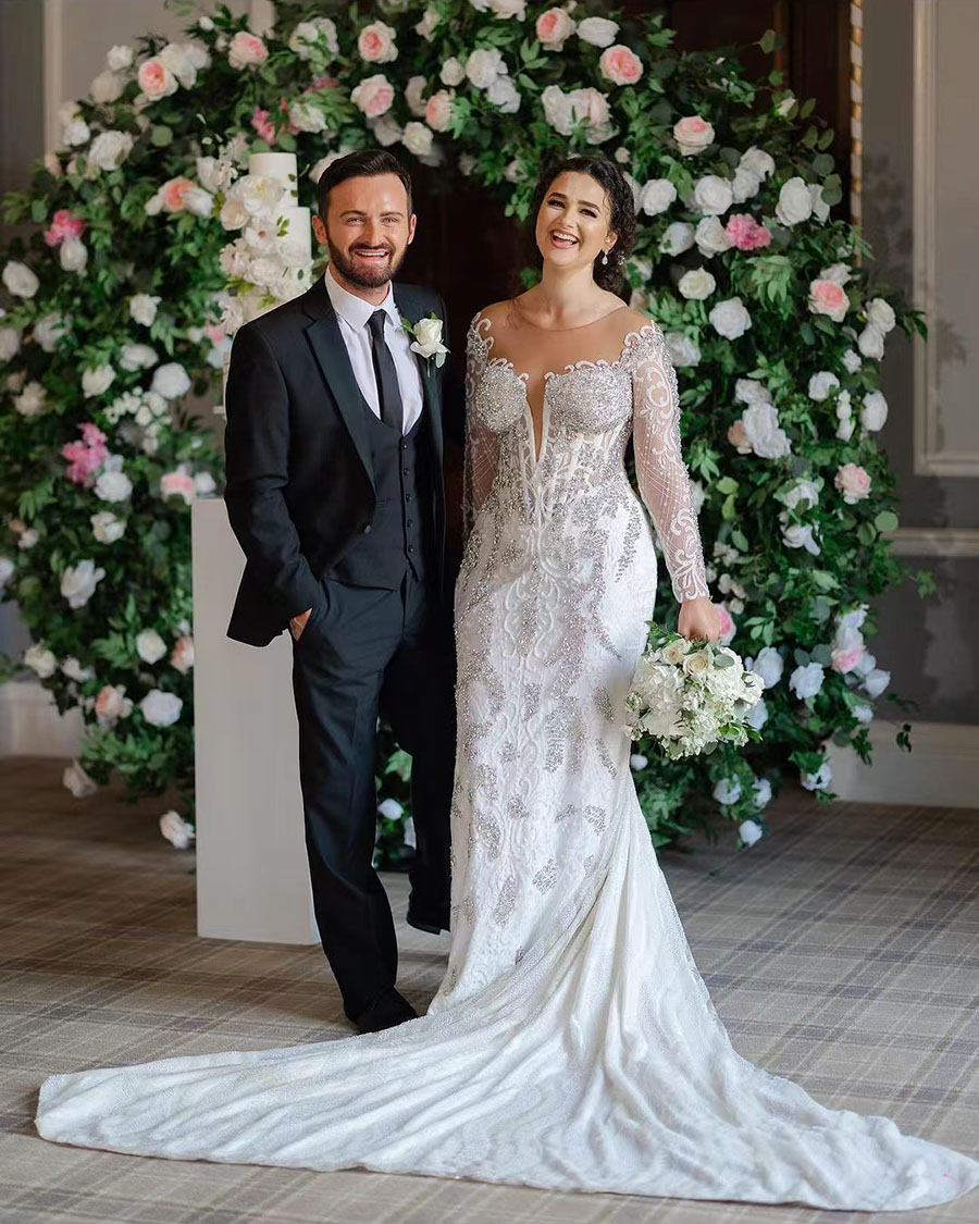 Gorgeous Beaded Vintage Mermaid Wedding Dresses Detachable Train Crystal Off Shoulder Bridal Gowns Custom Made Vestidos De Novia 326