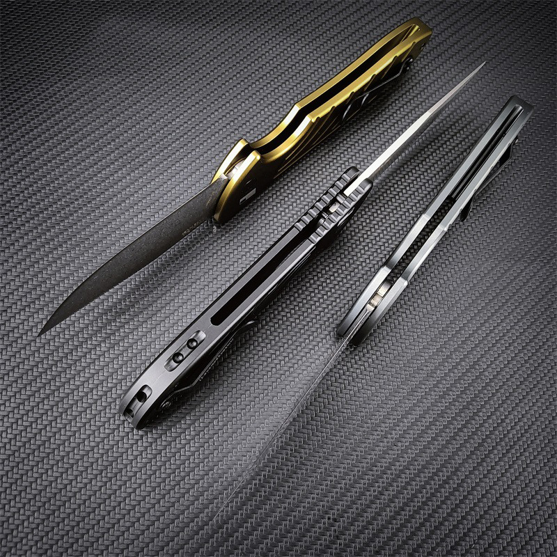 Newest KS 7600 Launch 5 Outdoor Folding Pocket Knife CPM-154 Stonewashed Blade Aluminum Handles Easy To Carry Camping Hunting Hiking Tools 9000 7500 1