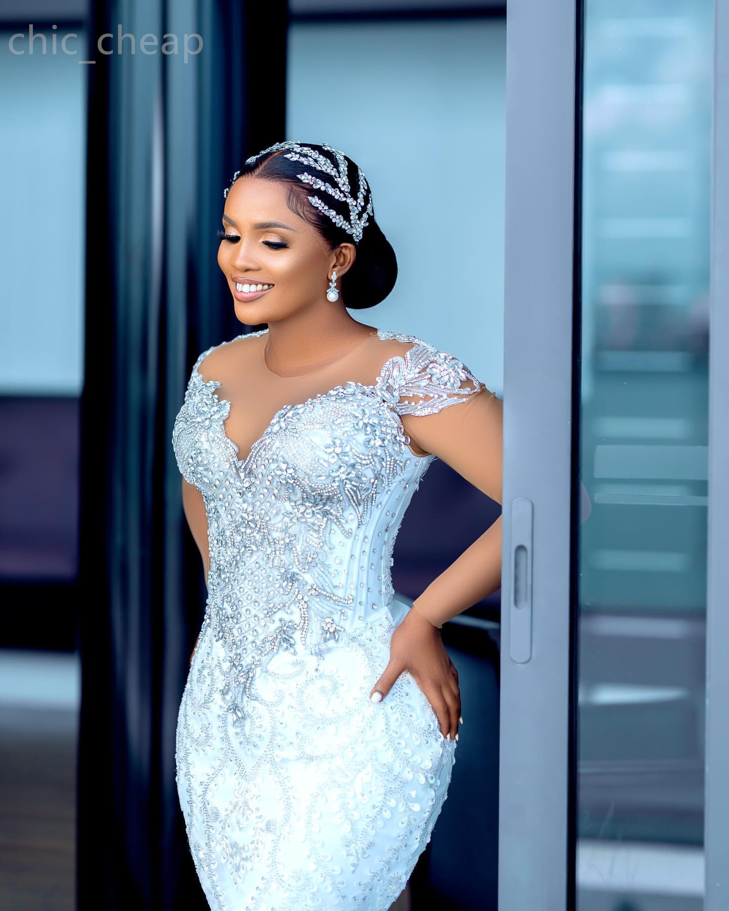 2024 Arabic Aso Ebi Plus Size Lace Beaded Mermaid Wedding Dress Crystals Tiers Satin Bridal Gowns Dresses ZJ345