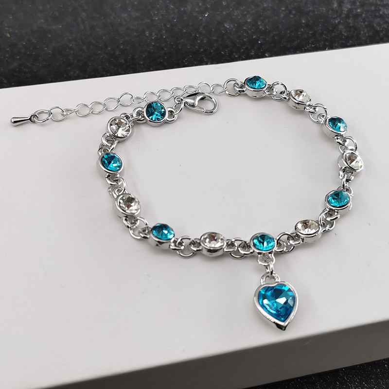 Crystal Heart Blue Bracelet | Fashion Charm Jewelry Gift for Women and Girls 4