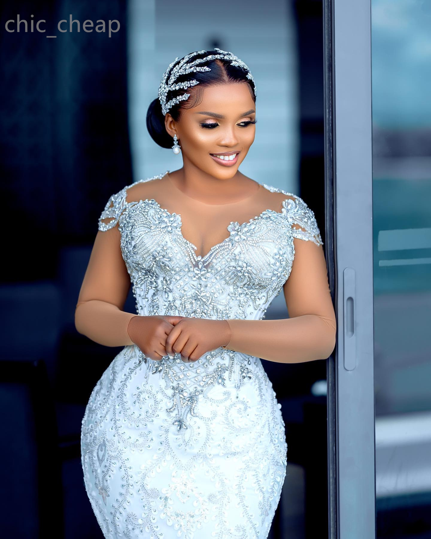 2024 Arabic Aso Ebi Plus Size Lace Beaded Mermaid Wedding Dress Crystals Tiers Satin Bridal Gowns Dresses ZJ345