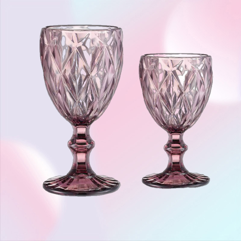 240ml 300ml 4colors European style embossed stained glass wine lamp thick goblets