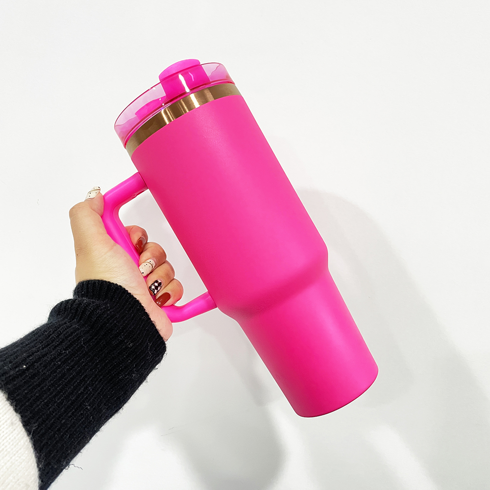 H2.0 copper plated powder coated vacuum insulated stainless steel tumbler holographic travel mug with handle for sunflower laser engraving,sold by cas