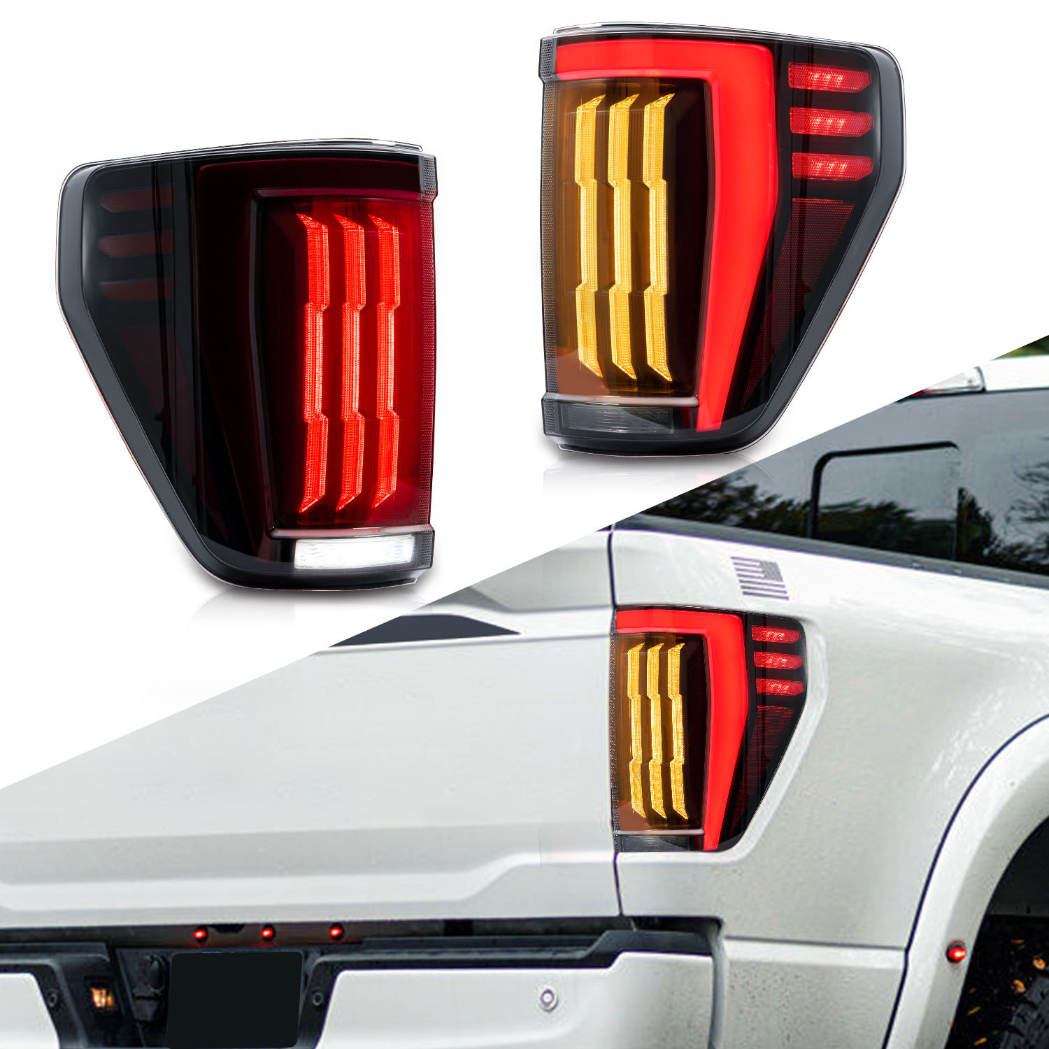 Car Taillights For Ford Raptor F-150 20 21-2024 Dynamic Turning Lights Brake Reverse Lights Tail Lamps Assembly