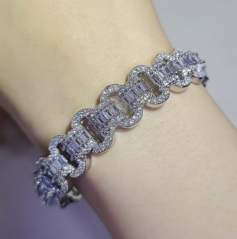 Elegent Wedding Bracelets Jewelry Sterg Sier T Princess Cut White 5A Cubic Zircon CZ Dia Gemstones Party Women Open Bangle For Lover Gift