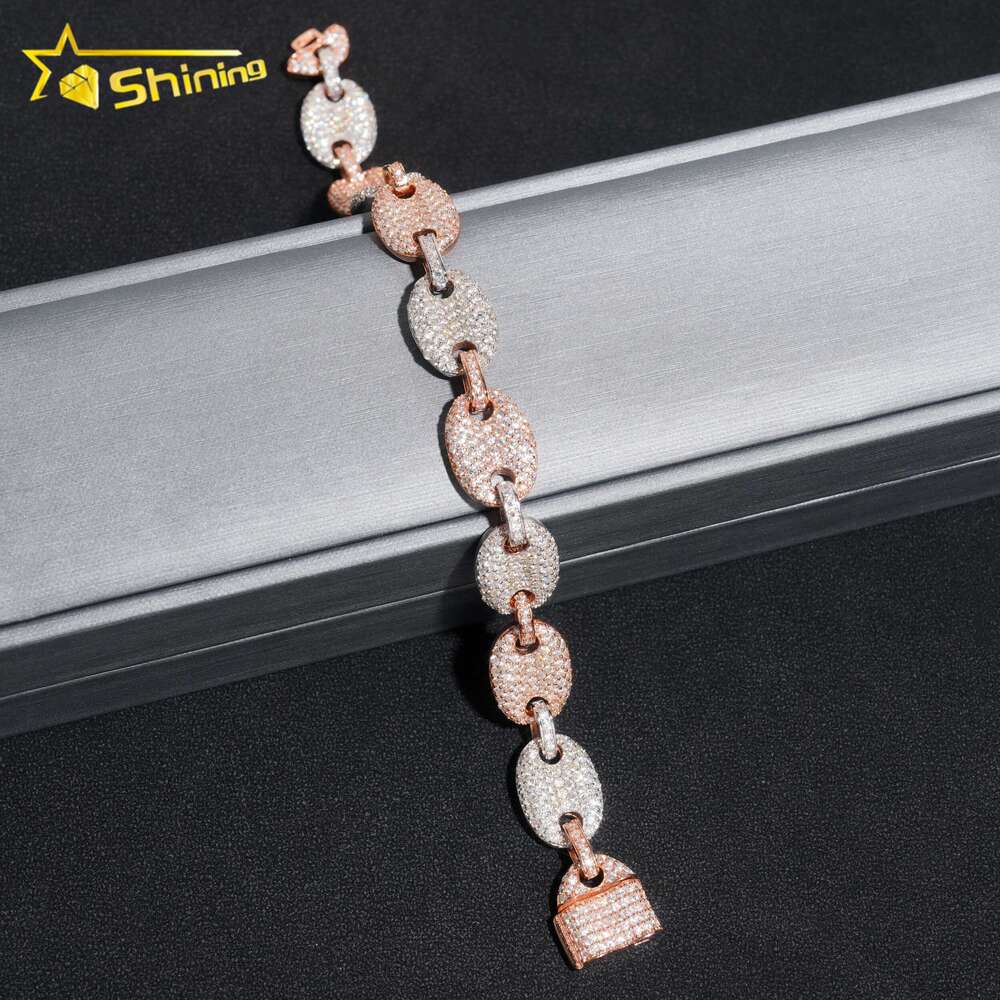 bracelet necklace mossanite New Arrival Silver 925 Gold Plated Hip Hop 13mm Cuban Link Chain Iced Out Moissanite Cuban Bracelet