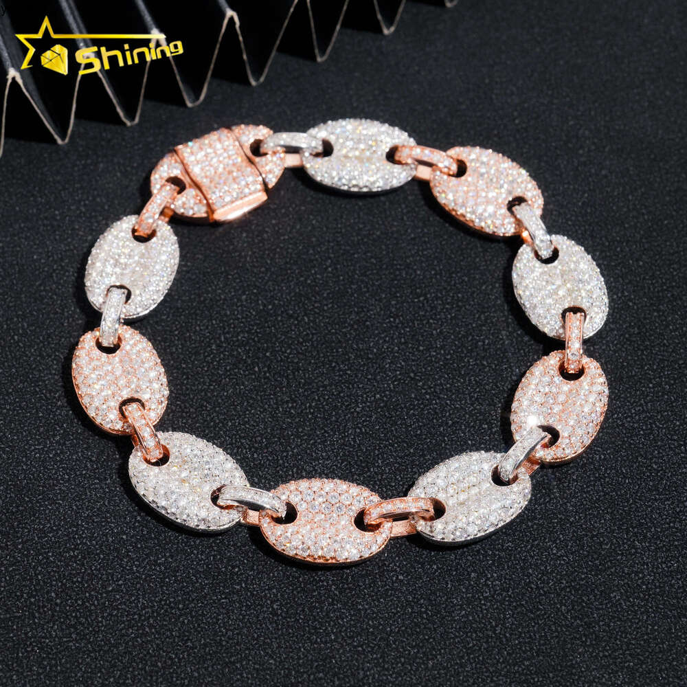 bracelet necklace mossanite New Arrival Silver 925 Gold Plated Hip Hop 13mm Cuban Link Chain Iced Out Moissanite Cuban Bracelet