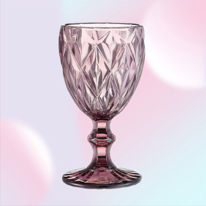 240ml 300ml 4colors European style embossed stained glass wine lamp thick goblets