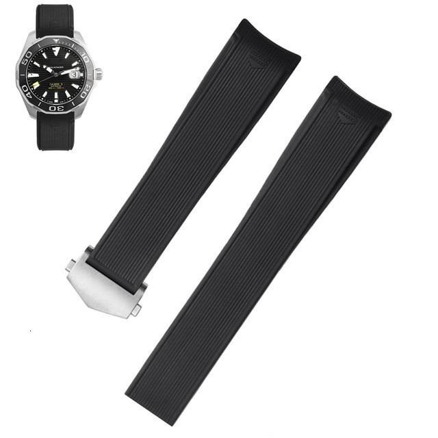 Watch Bands Rubber watchband for TAG WAY201AWAY211A 300|500 wrist strap 21mm 22mm Arc end black blue Band with folding buckle 230130