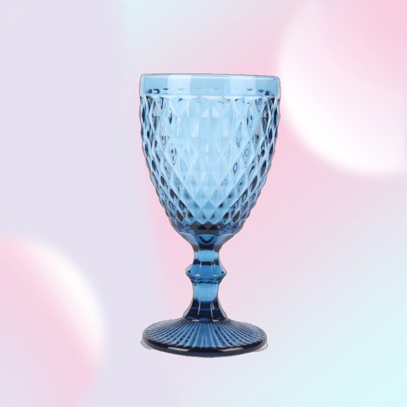 240ml 300ml 4colors European style embossed stained glass wine lamp thick goblets