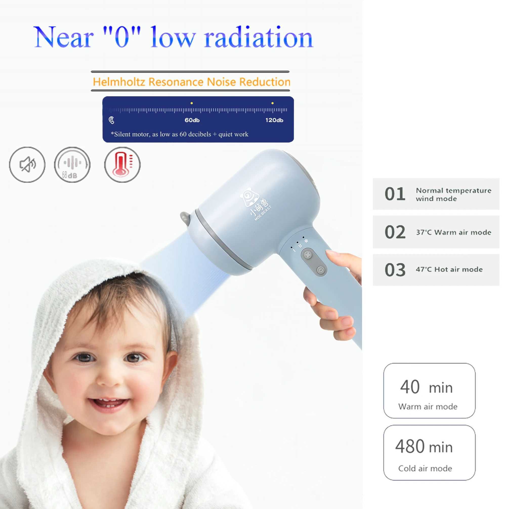Hair Dryers (Promotion) Cordless Hair Dryer Wireless Hair Dryer Negative Irons Portable Children Travel Rechargeable Blow Dryer 240401