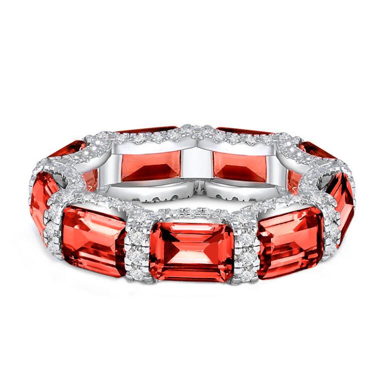 2024 Top Sell Wedding Rings Luxury Fine Jewelry Real 100% 925 Sterling Silver Emerlad Moissanite Diamond Gemstones Party Eternity Women Engagement Ban