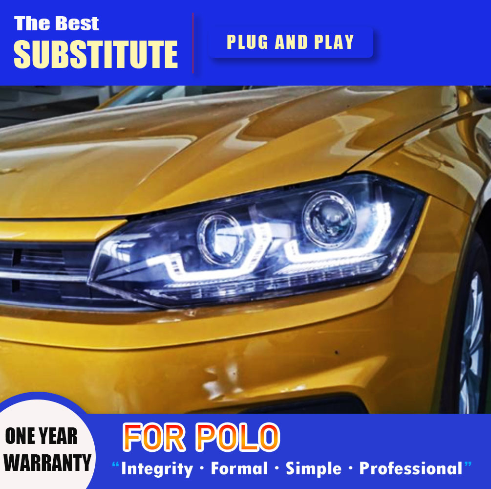 Car Accessories Front Lamp For Volkswagen POLO LED Headlight Assembly 19-20 Daytime Running Lights Streamer Turn Signal Indicator
