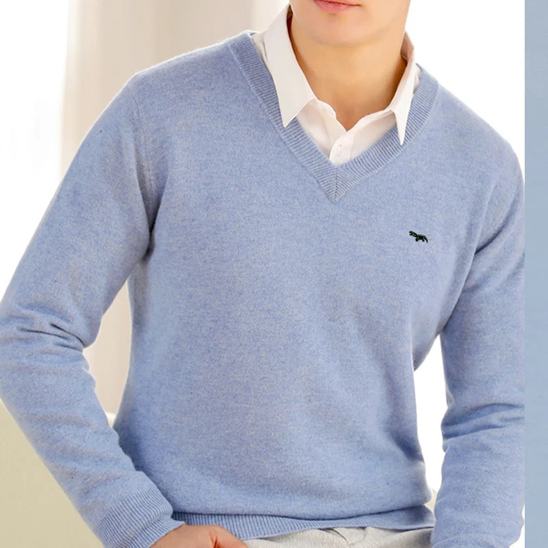 Plus Size 5XL Mens 60 Mink Cashmere Sweater VNeck Pullovers Knit Winter Long Sleeve HighEnd Jumpers Woollen Bottoming Shirt 240220